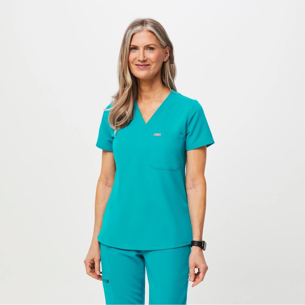 Teal Catarina Petite Scrub Top Figs